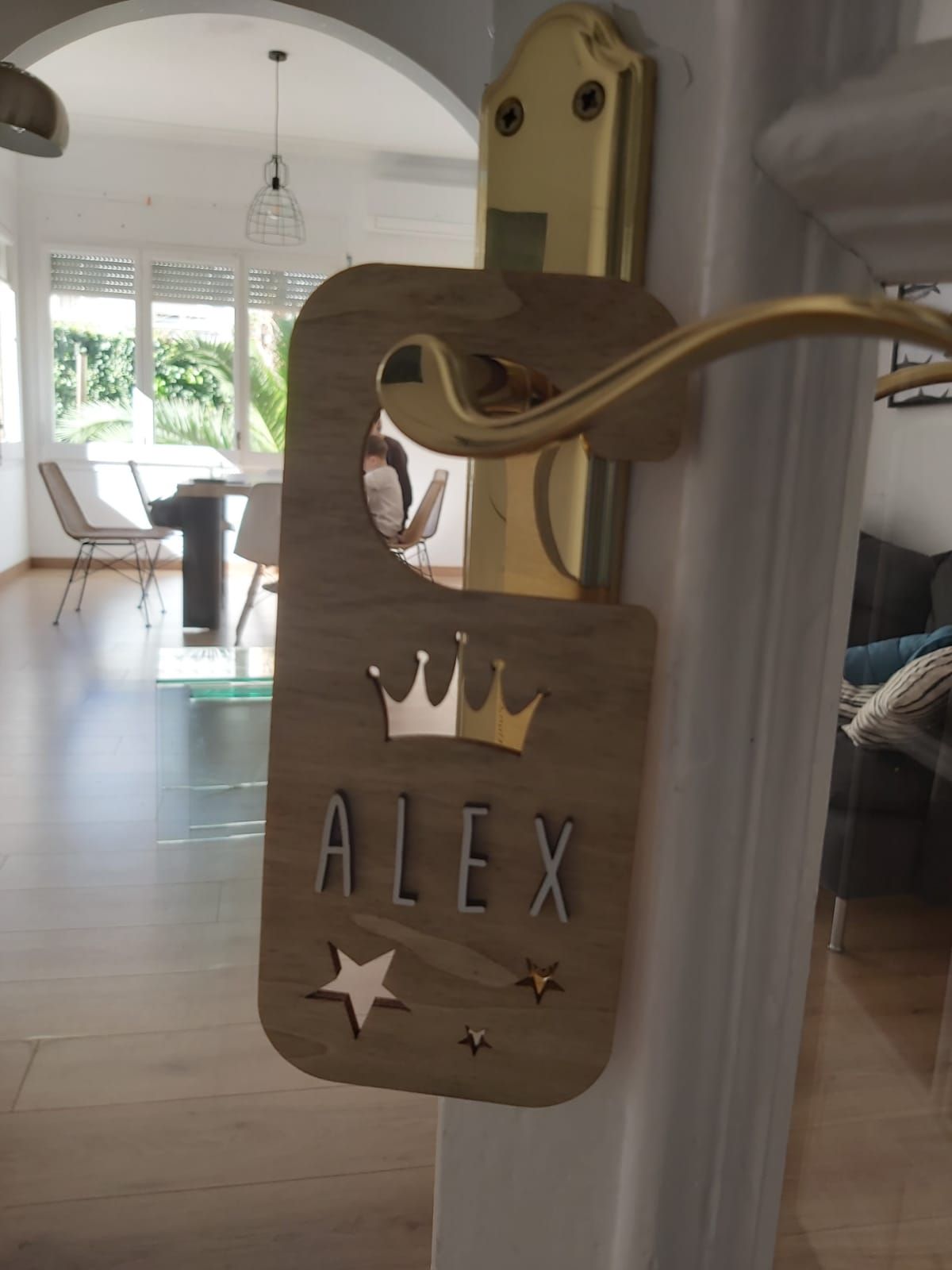 Placa Pomo Puerta personalizada CORONA & ESTRELLAS - Vintiun