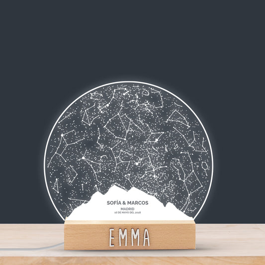 Lámpara Mapa Estelar Personalizada Montañas