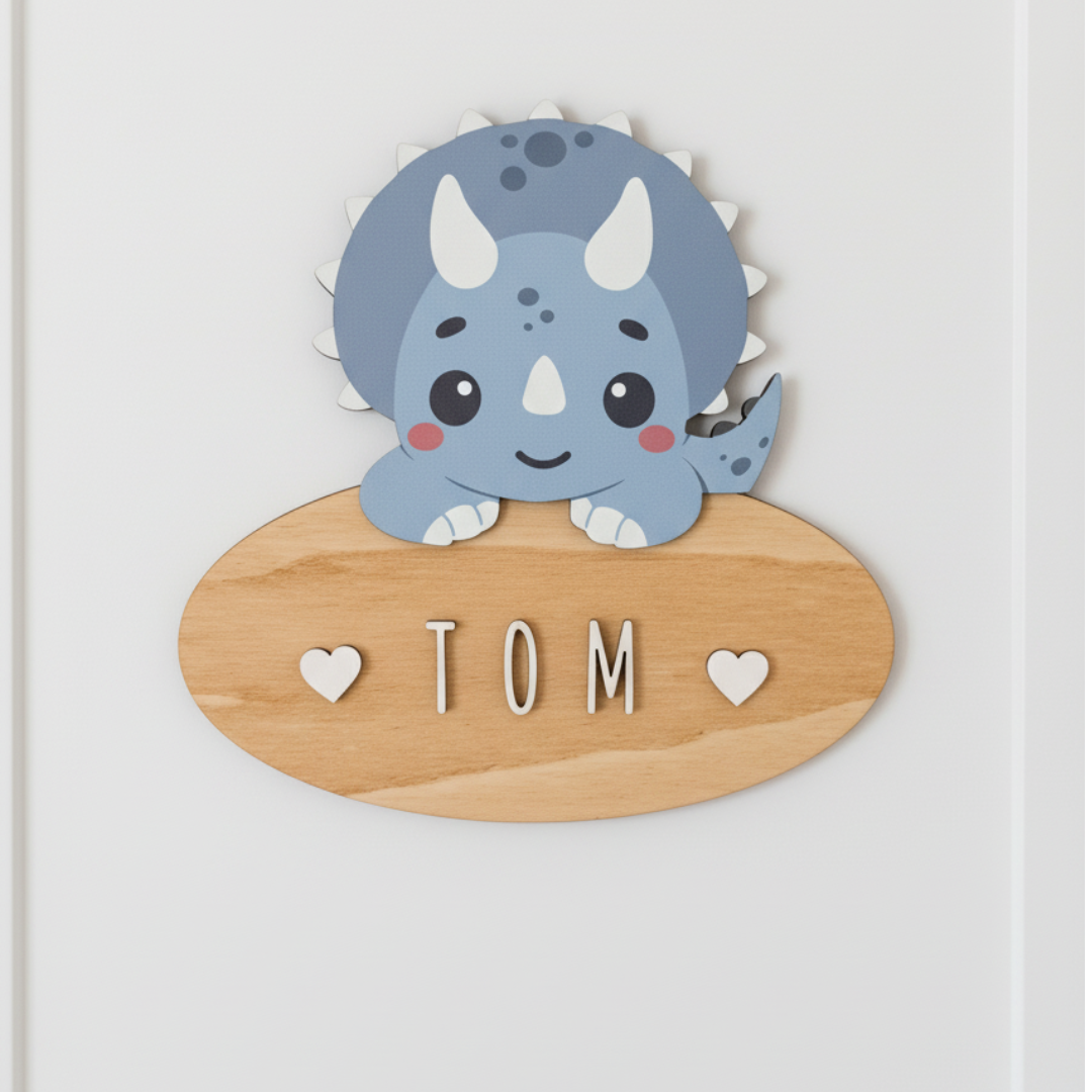 Placa Decorativa personalizada dinosaurio TRICERATOPS