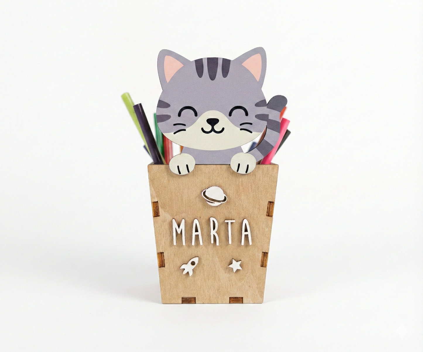Portalápices gato personalizado