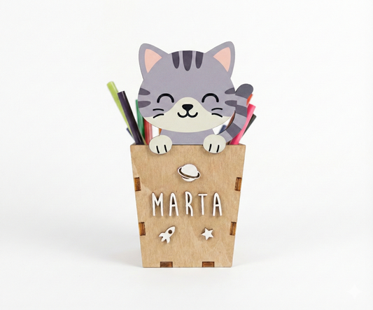 Portalápices gato personalizado