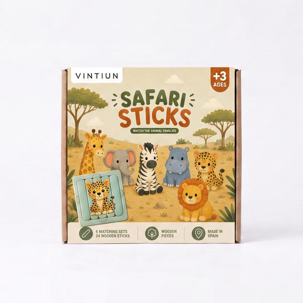 Puzzle de Palitos de Madera Safari | 6 Puzzles en 1 - Juguete Educativo