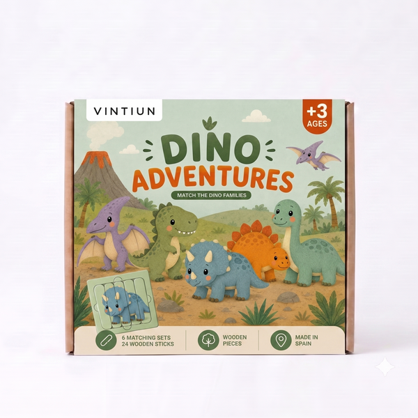 Puzzle de palitos de madera dinosaurios 6 en 1 Dino Adventures de Vintiun