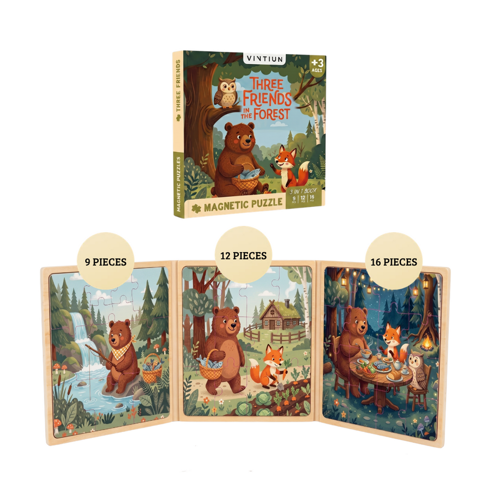 Libro de Puzles Magnéticos Bosque | Juego Magnético Infantil de Viaje