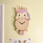 Reloj de Pared Infantil Unicornio Personalizable con Nombre | Madera y Péndulo