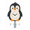 Reloj de Pared Infantil Pingüino Personalizable con Nombre | Madera y Péndulo