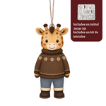 Adorno de Madera Jirafa Personalizable con Nombre | Kit de Iniciales