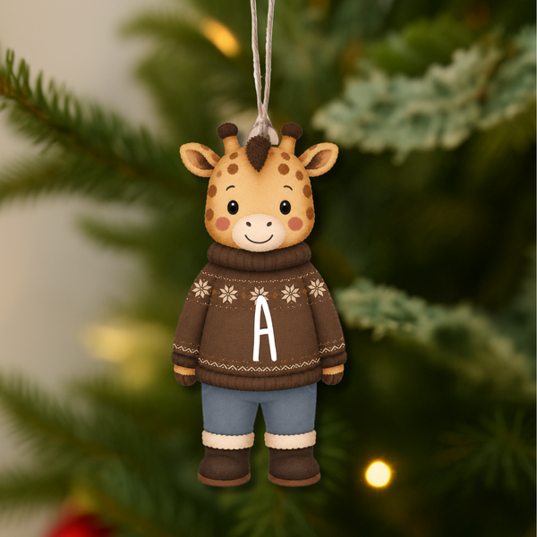 Adorno de Madera Jirafa Personalizable con Nombre | Kit de Iniciales