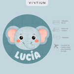 Puzzle elefante personalizado con nombre