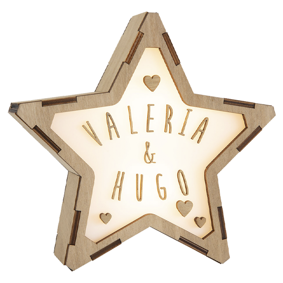 Lámparas Estrella Personalizada Dos nombres & Corazones - Vintiun