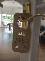 Placa Pomo Puerta personalizada CORONA & ESTRELLAS - Vintiun